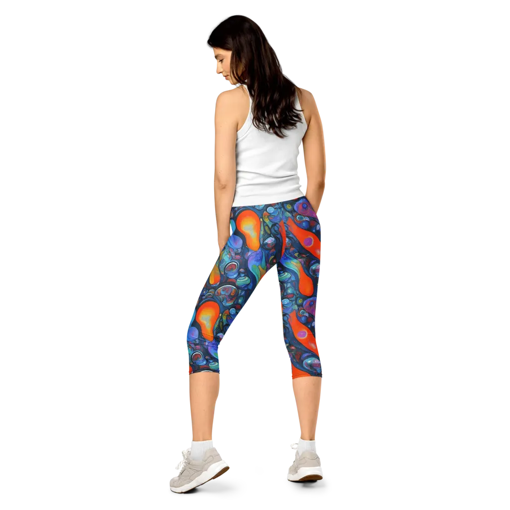 Blue Voltage on Capri Leggings — Back