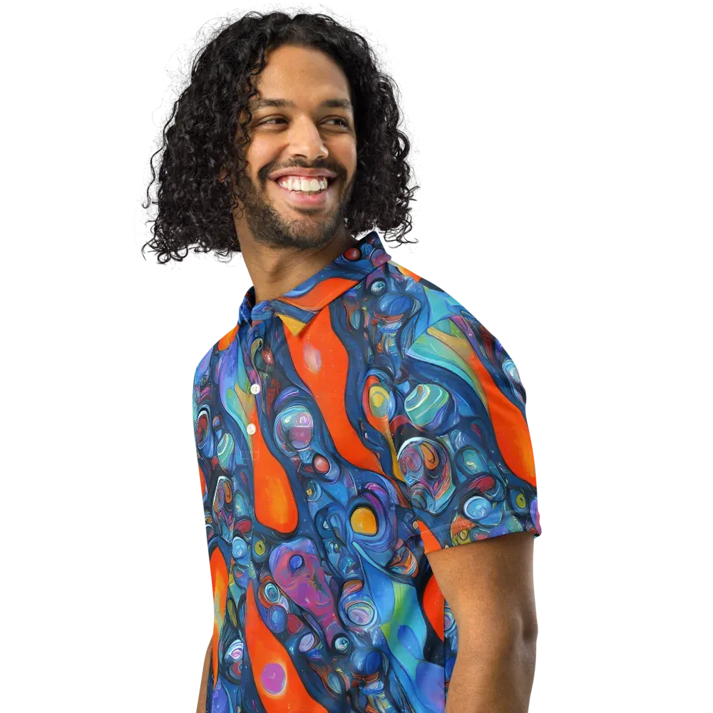 Blue Voltage on Men's Slim Fit Polo Shirt — Left Front