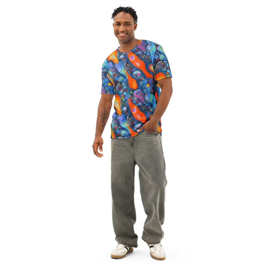 Blue Voltage on Men's Cotton Crew Neck T-Shirt — Front