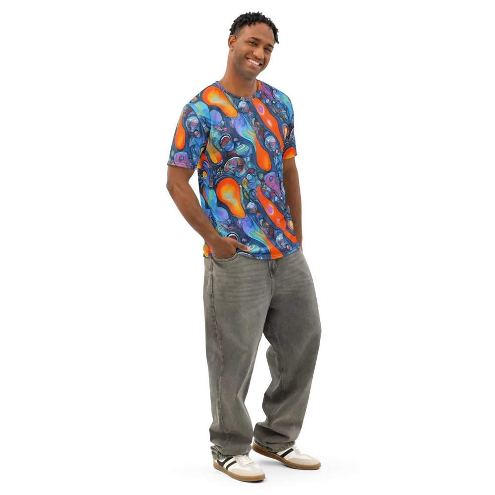 Blue Voltage on Men's Cotton Crew Neck T-Shirt — Right Front