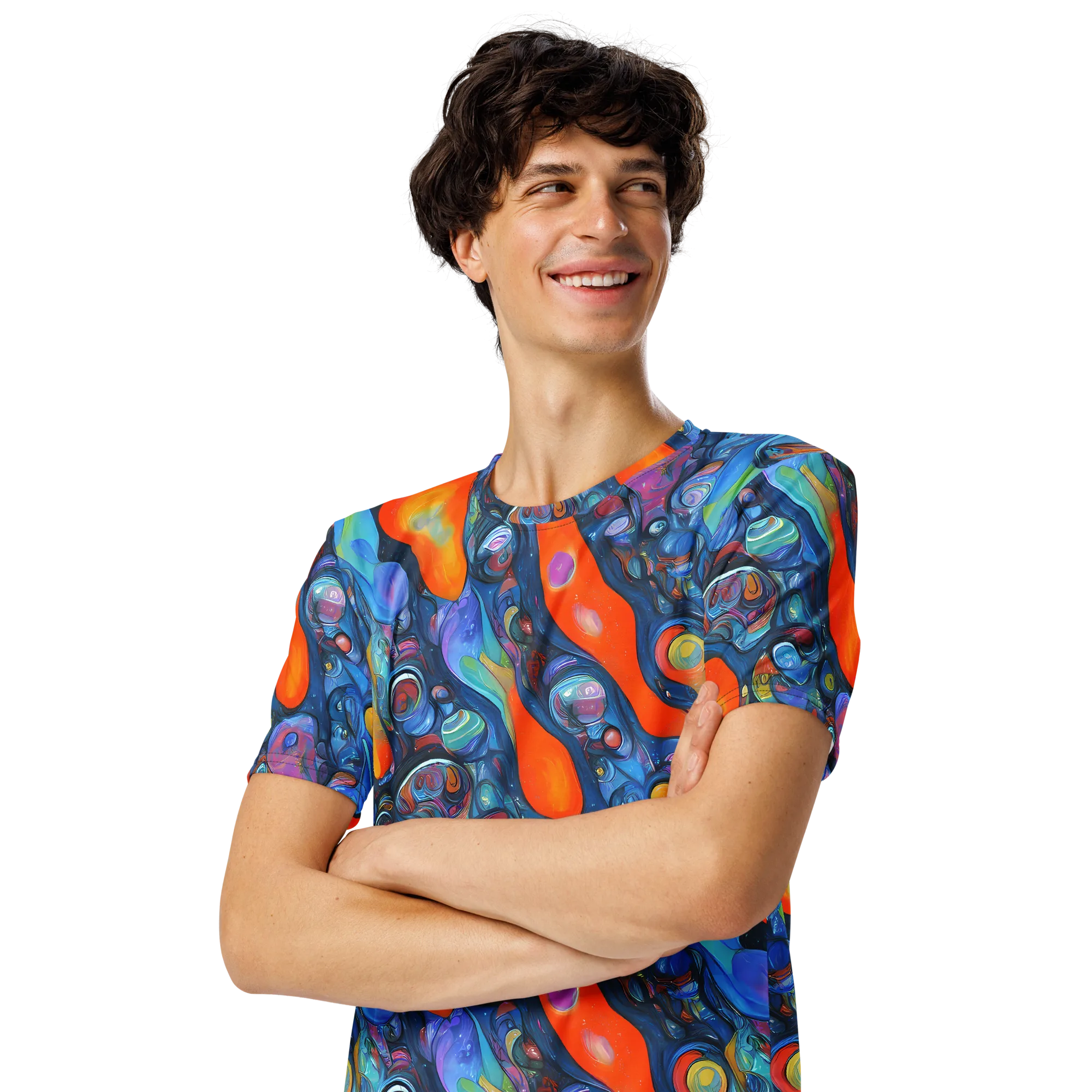 Blue Voltage on Men's Crew Neck T-Shirt — Left Front