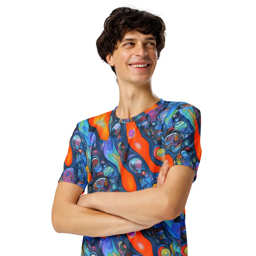 Blue Voltage on Men's Crew Neck T-Shirt — Left Front