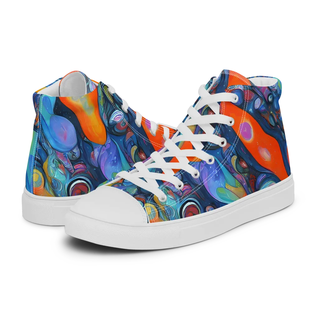 Blue Voltage on Men's High Top Canvas Shoes — Left
