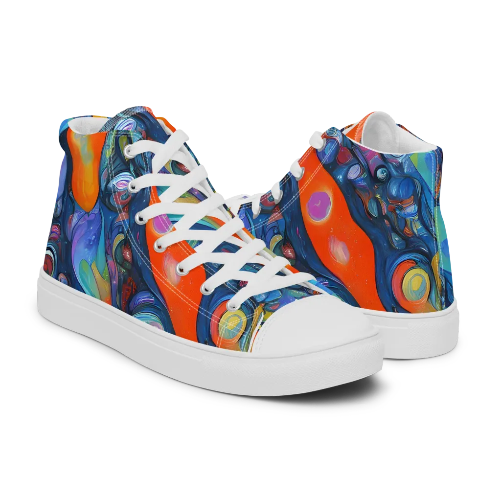 Blue Voltage on Men's High Top Canvas Shoes — Right