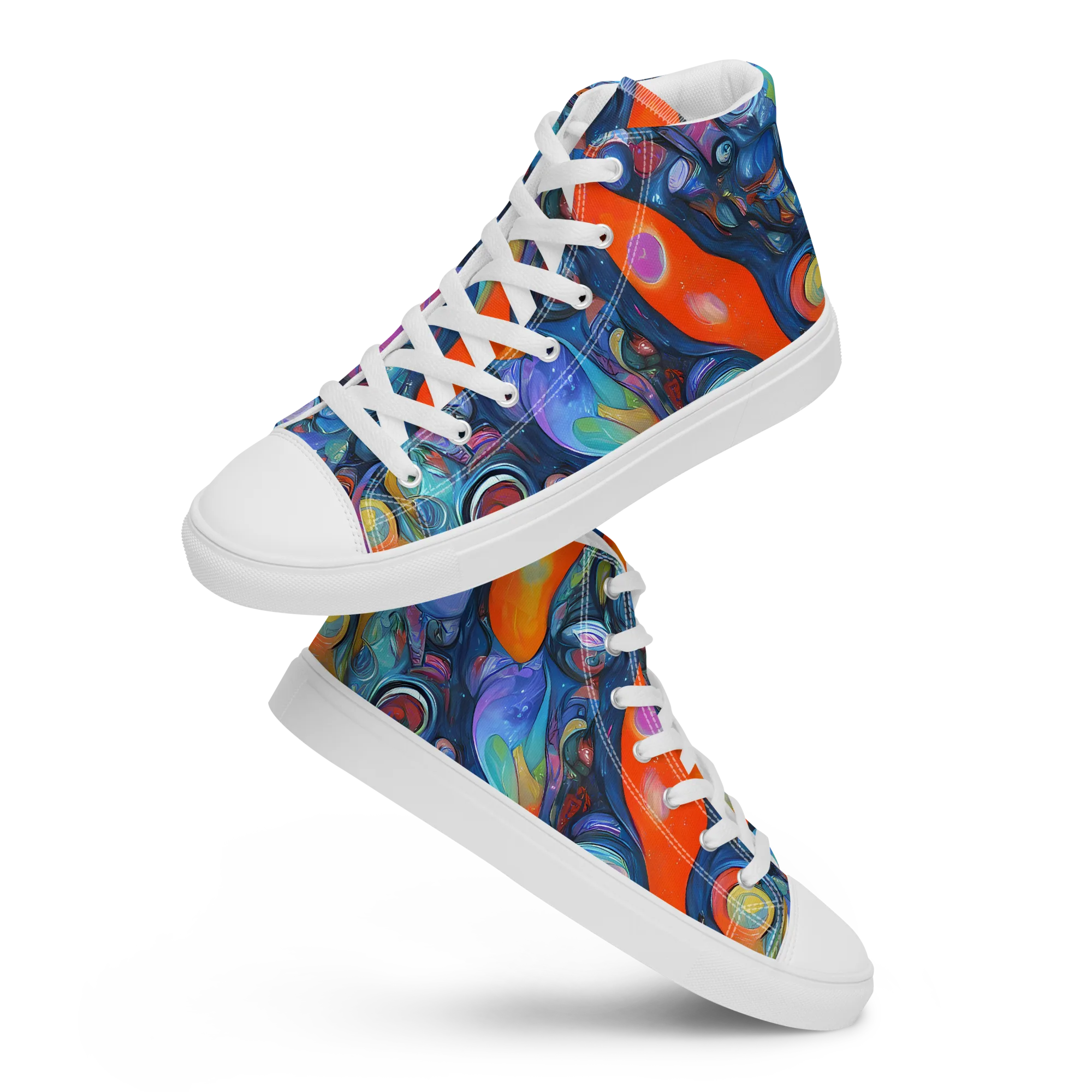 Blue Voltage on Men's High Top Canvas Shoes — Front