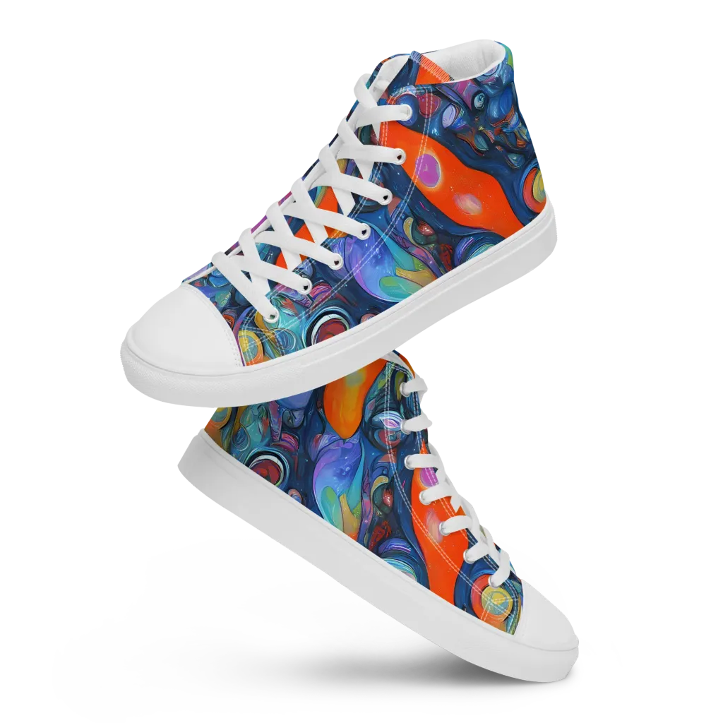 Blue Voltage on Men's High Top Canvas Shoes — Front