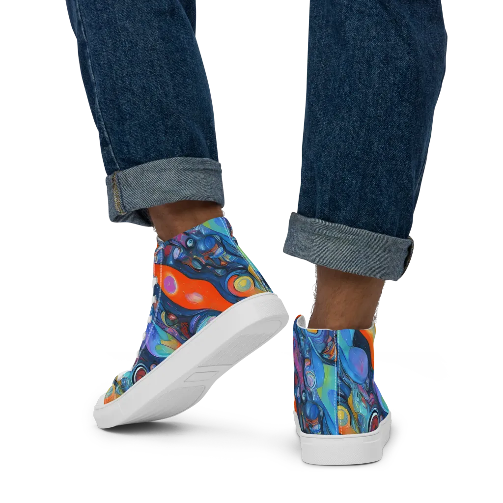 Blue Voltage on Men's High Top Canvas Shoes — Back