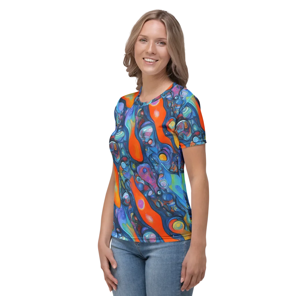 Blue Voltage on Women's Crew Neck T-Shirt — Left