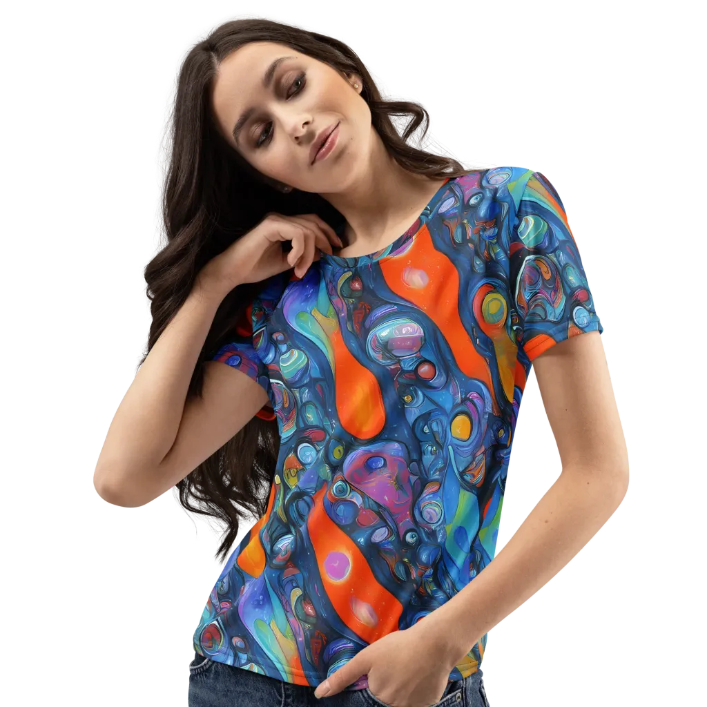 Blue Voltage on Women's Crew Neck T-Shirt — Left Front