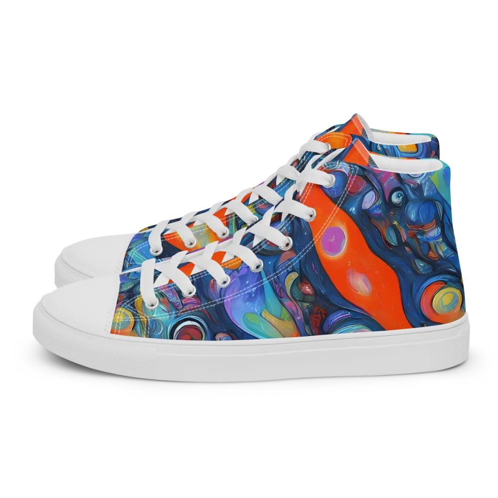 Blue Voltage on Women's High Top Canvas Shoes — Left