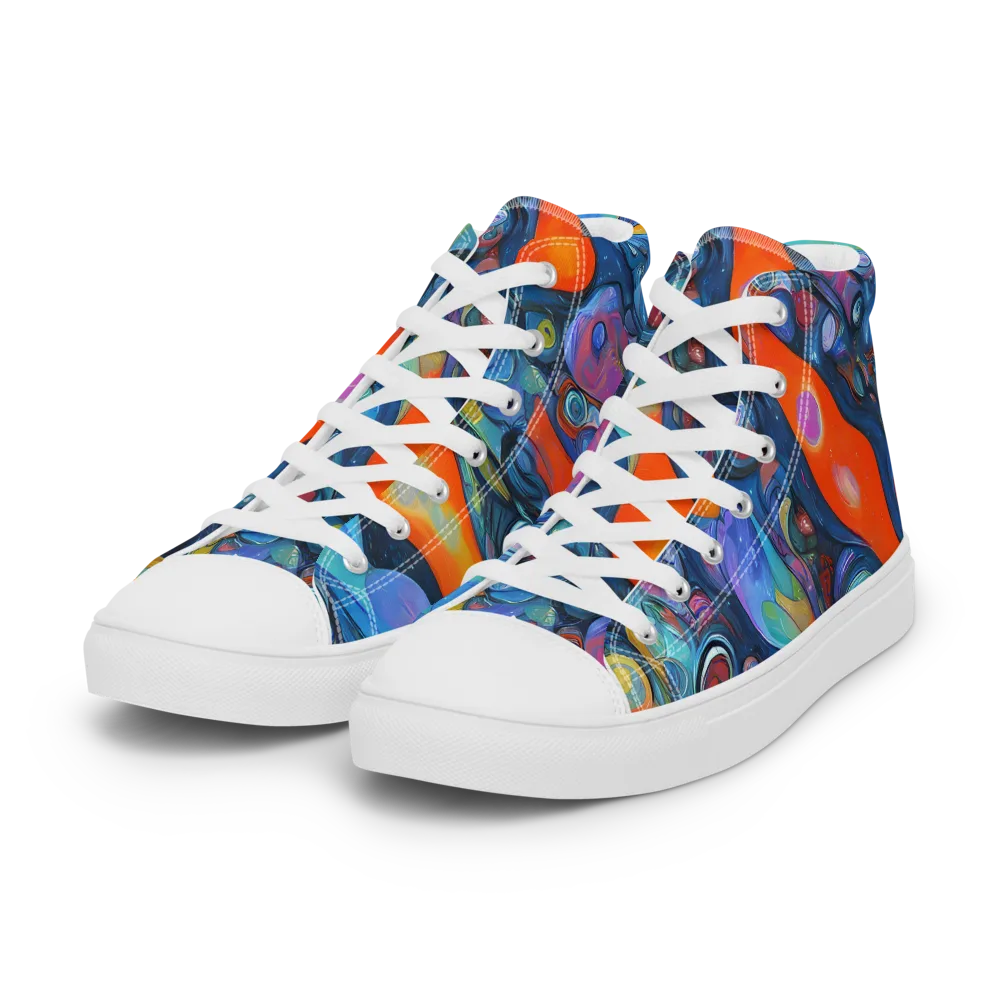 Blue Voltage on Women's High Top Canvas Shoes — Left Front