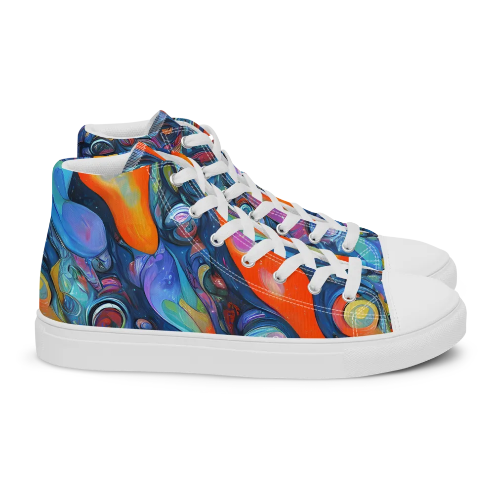 Blue Voltage on Women's High Top Canvas Shoes — Right
