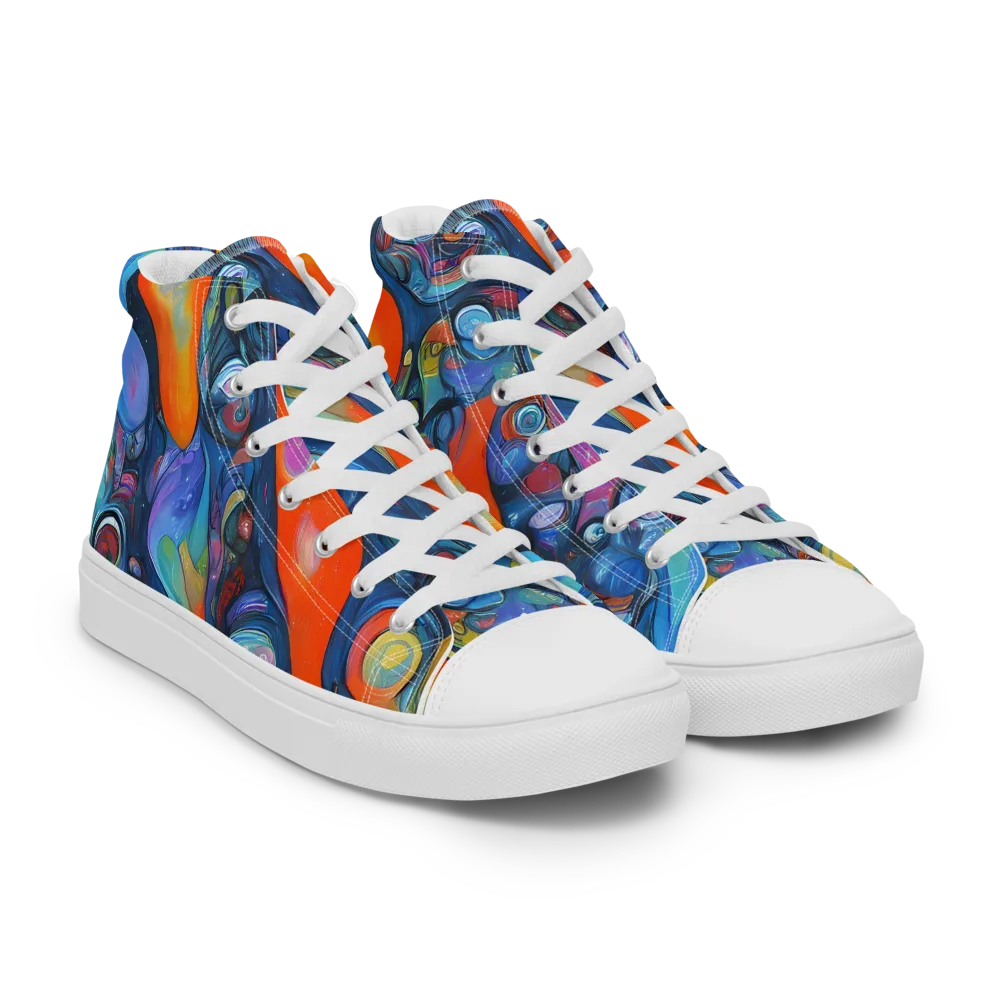 Blue Voltage on Women's High Top Canvas Shoes — Right Front