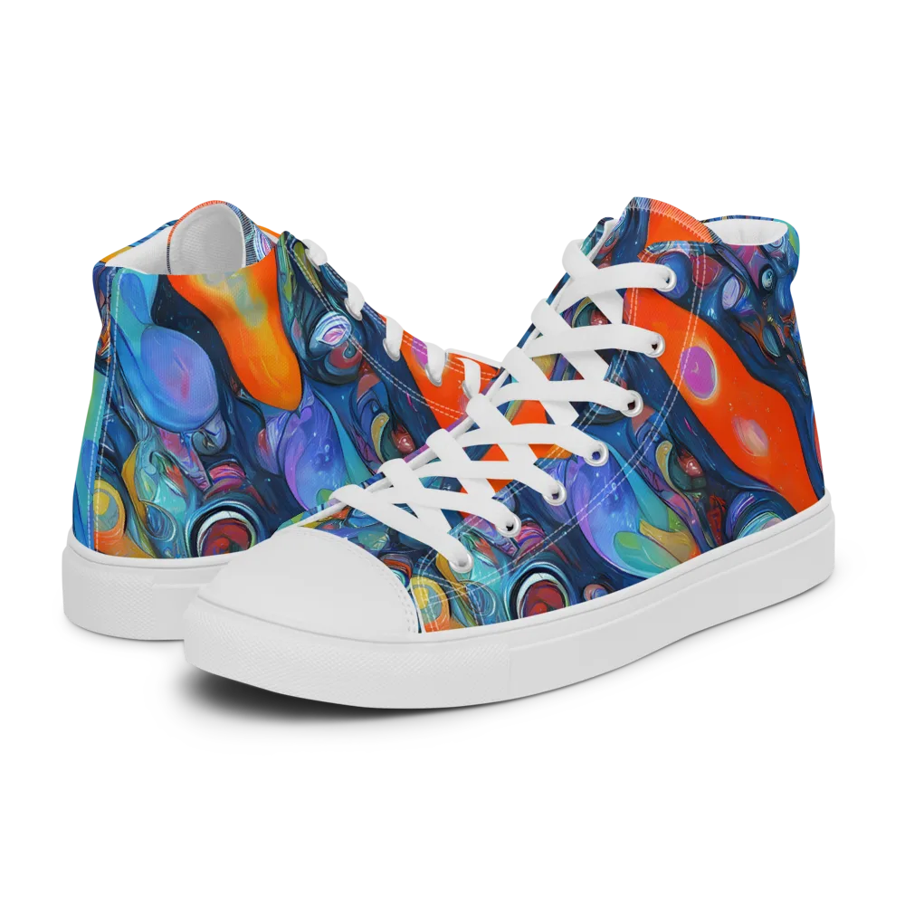 Blue Voltage on Women's High Top Canvas Shoes — Left