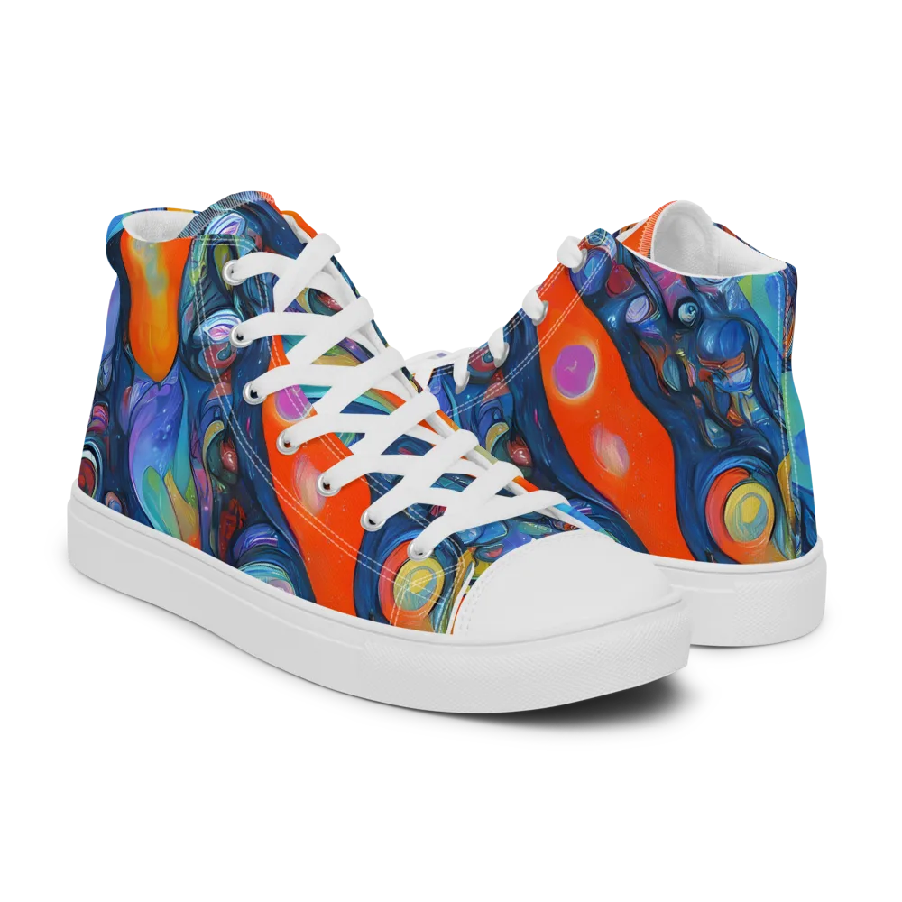 Blue Voltage on Women's High Top Canvas Shoes — Right