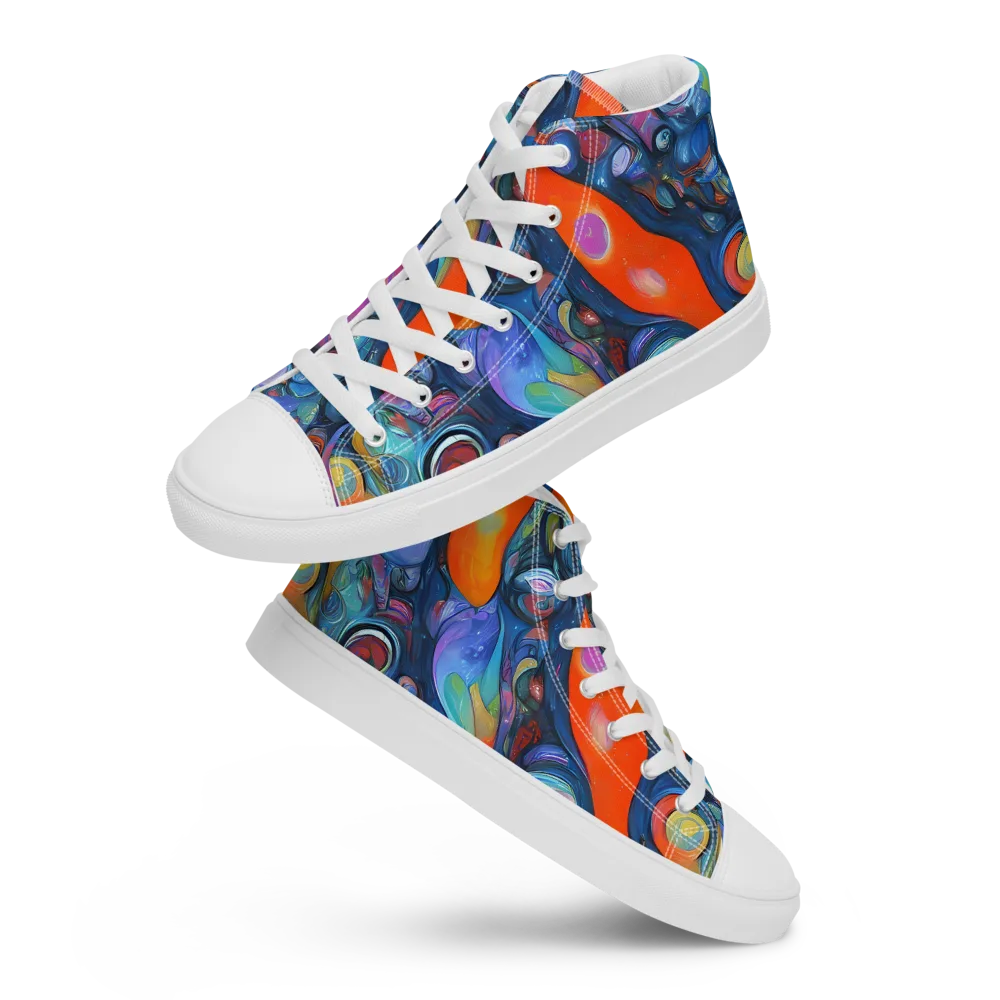 Blue Voltage on Women's High Top Canvas Shoes — Front