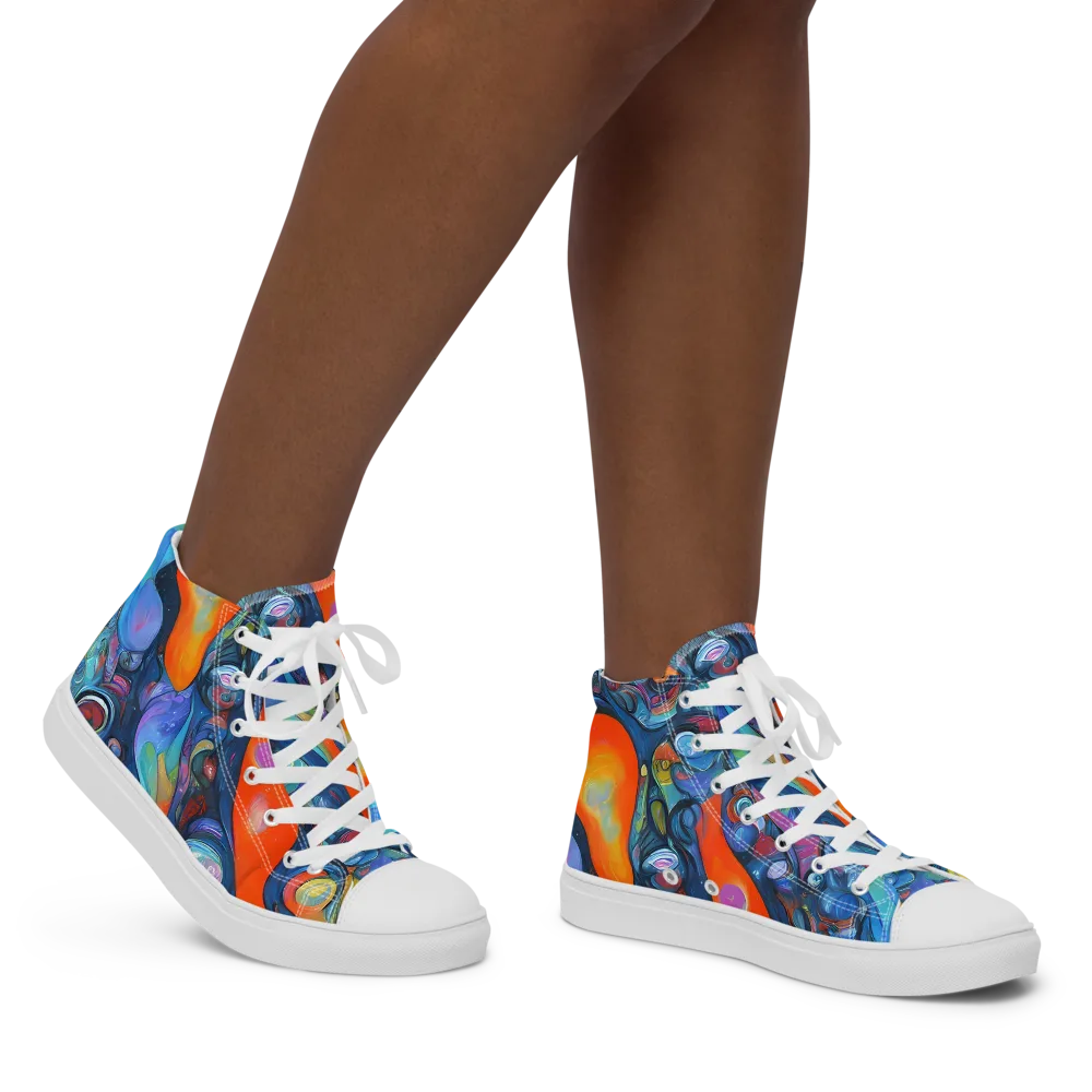 Blue Voltage on Women's High Top Canvas Shoes — Right