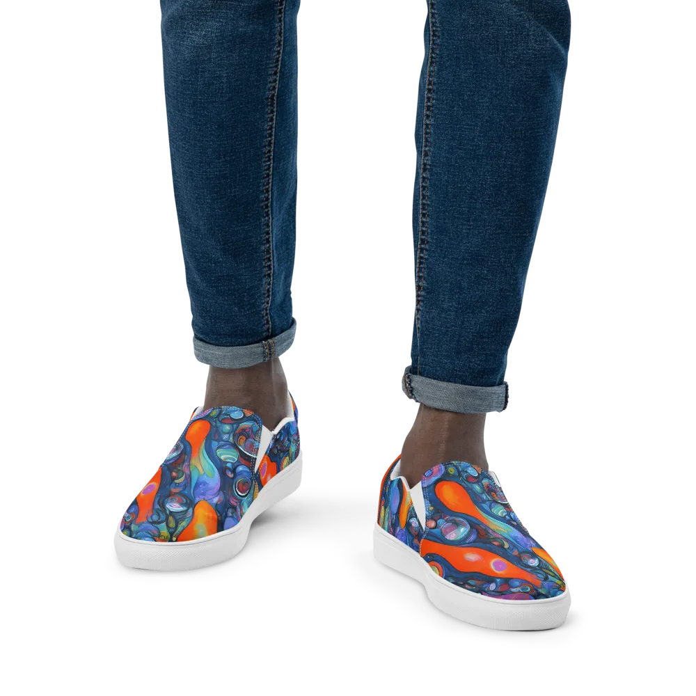 Blue Voltage on Men's Slip-On Canvas Shoes — Front