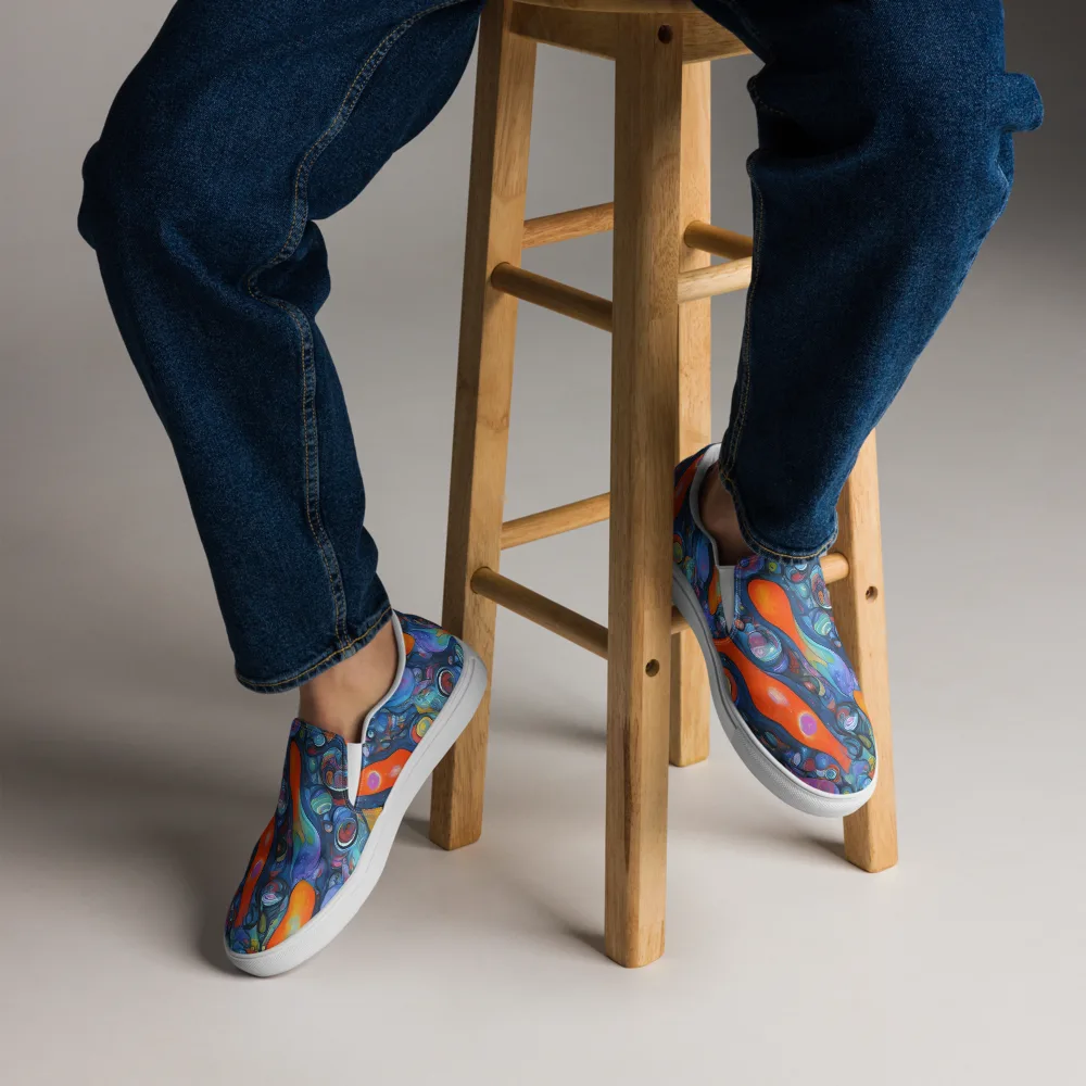 Blue Voltage on Men's Slip-On Canvas Shoes — Front