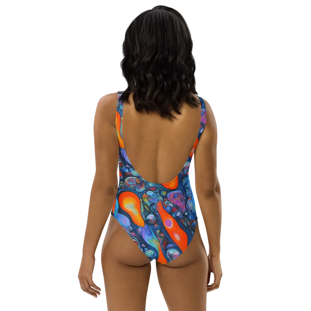 Blue Voltage on One-Piece Swimsuit — Back