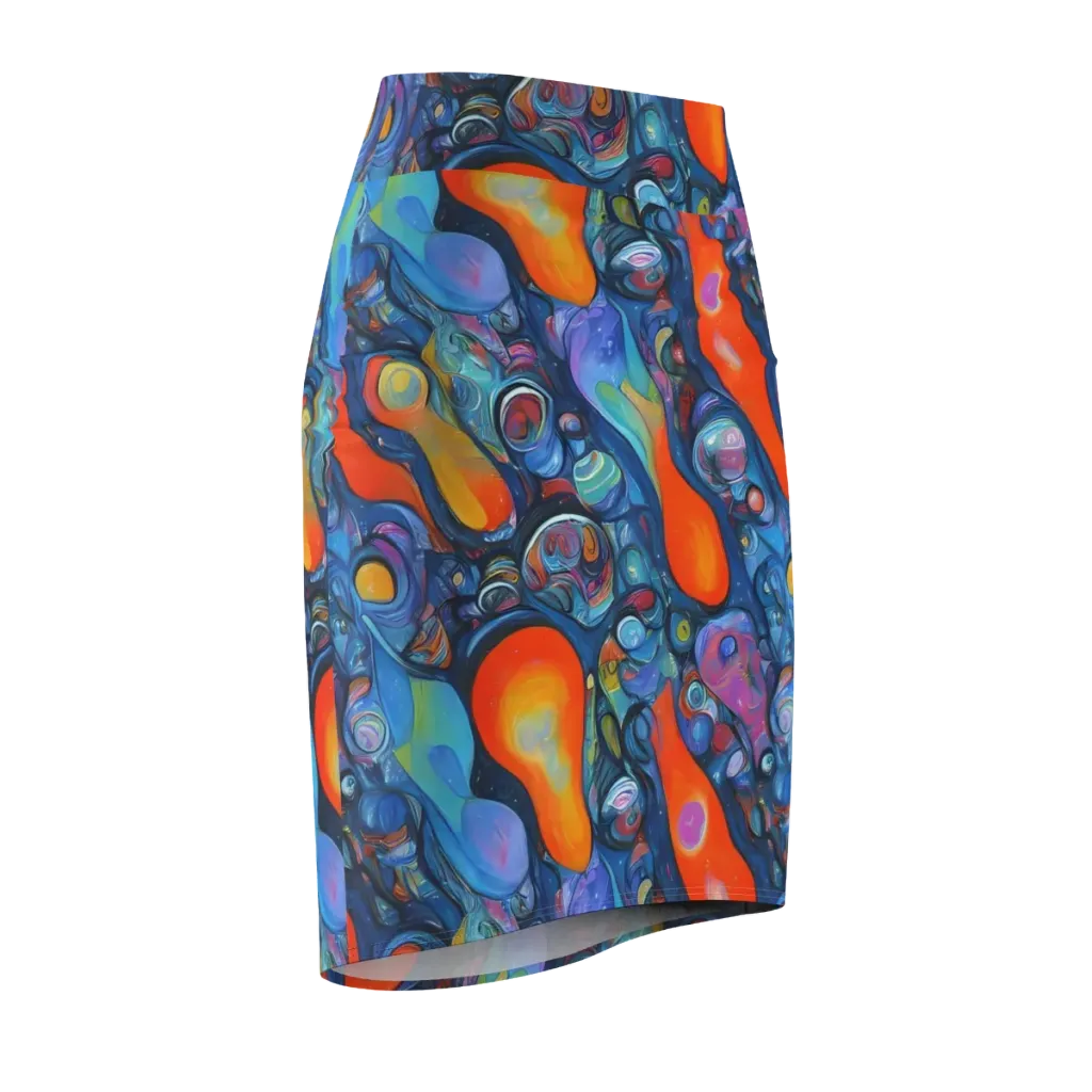 Blue Voltage on Pencil Skirt — Front Side