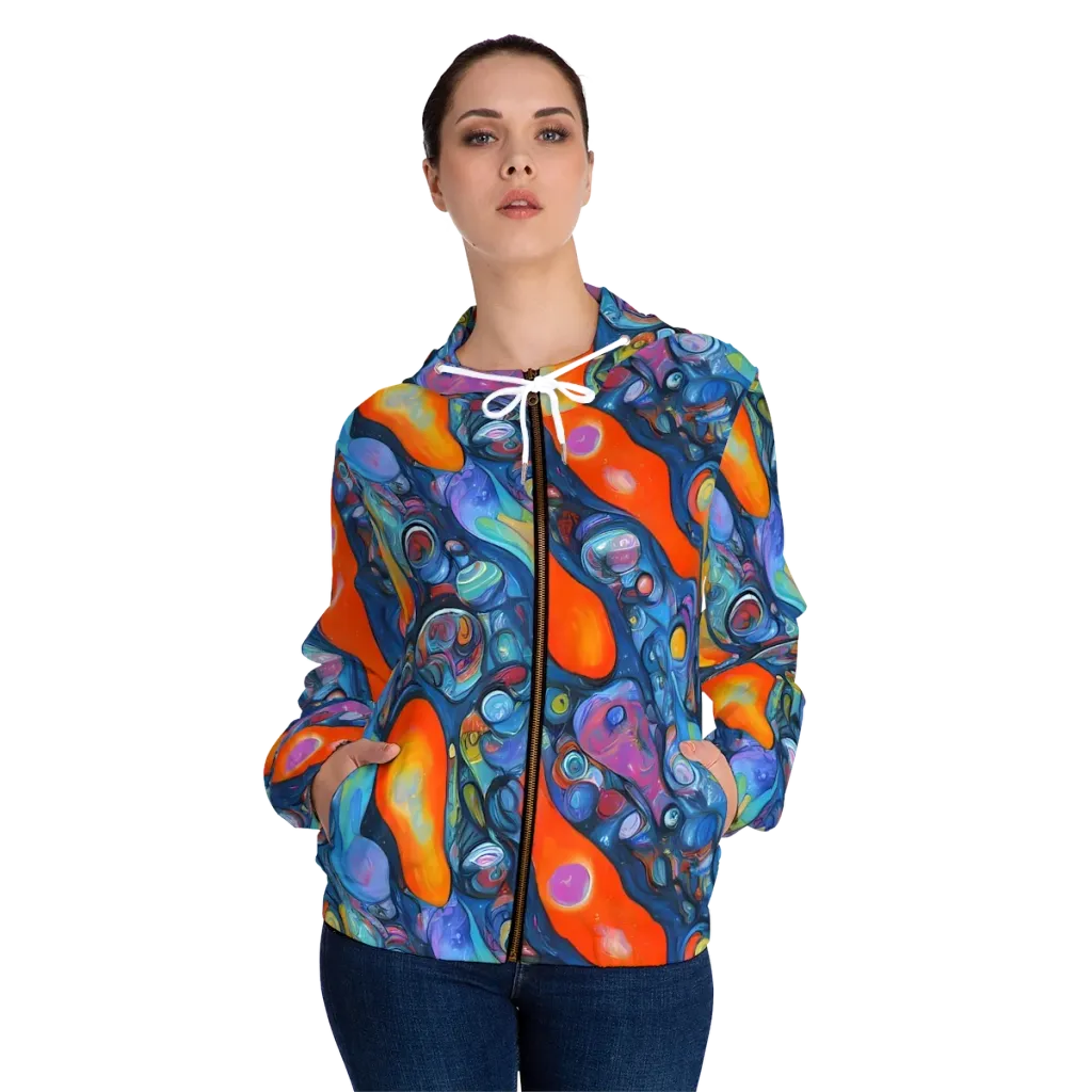 Blue Voltage on Women's Full-Zip Hoodie — Front On Person