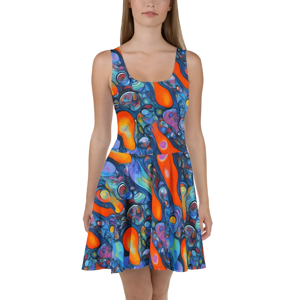 Blue Voltage on Skater Dress — Front