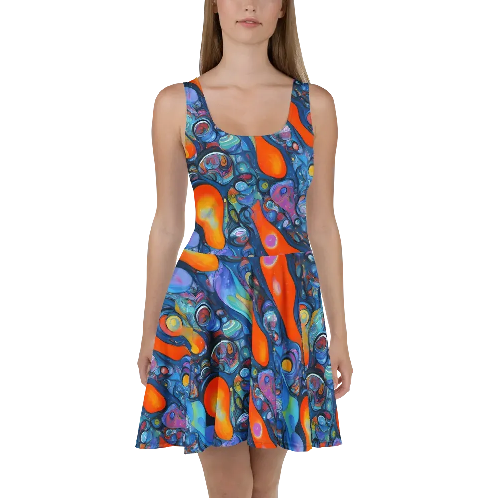 Blue Voltage on Skater Dress — Front