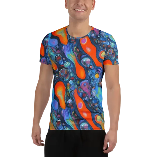 Blue Voltage on a Men's Athletic T-Shirt