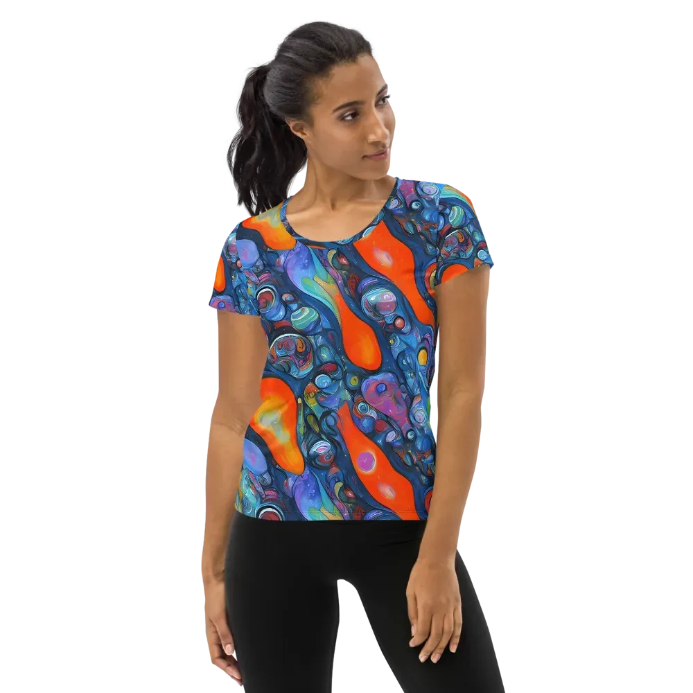 Blue Voltage on Women's Athletic T-Shirt — Front
