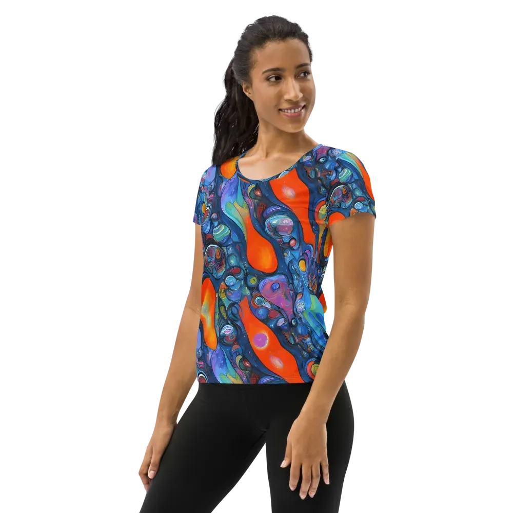 Blue Voltage on Women's Athletic T-Shirt — Left