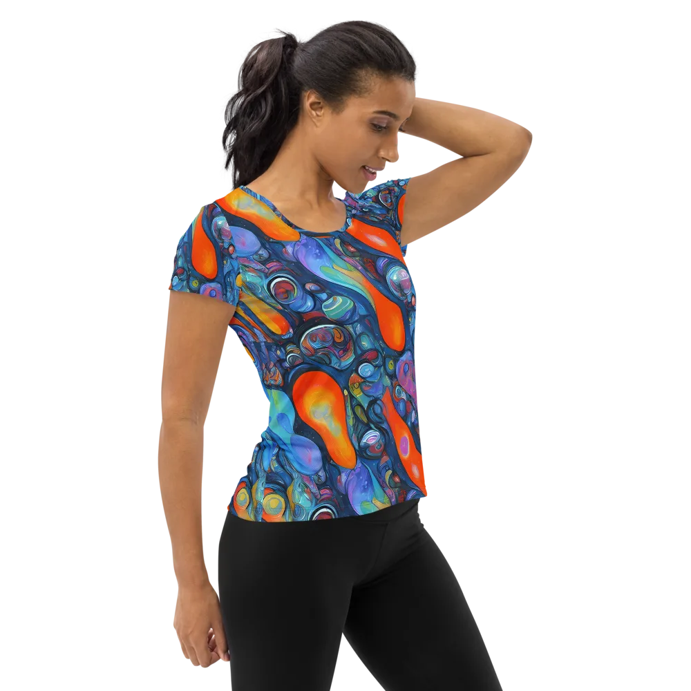 Blue Voltage on Women's Athletic T-Shirt — Right