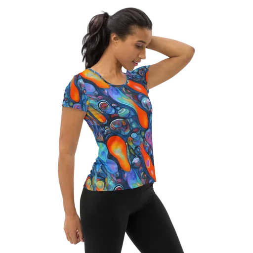 Blue Voltage on a Women's Athletic T-Shirt