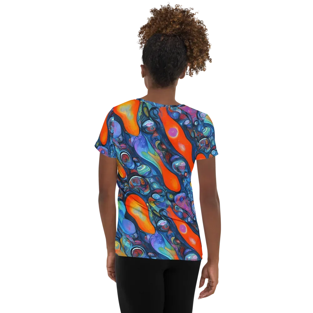 Blue Voltage on Women's Athletic T-Shirt — Back