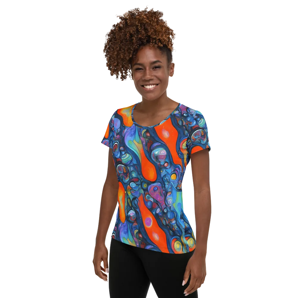 Blue Voltage on Women's Athletic T-Shirt — Left