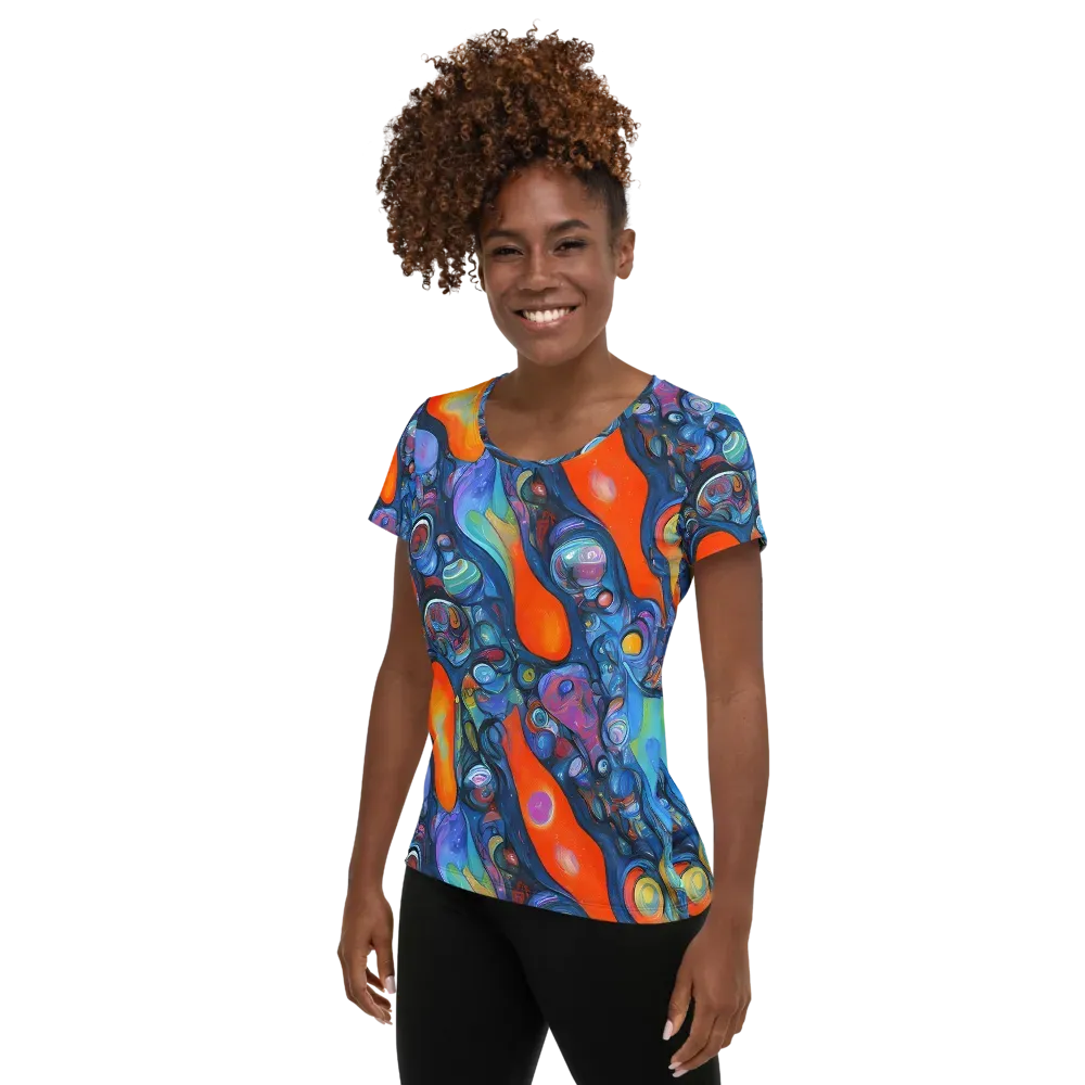 Blue Voltage on Women's Athletic T-Shirt — Left