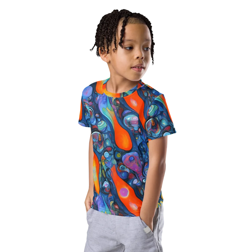 Blue Voltage on Kids Crew Neck T-Shirt — Left Front