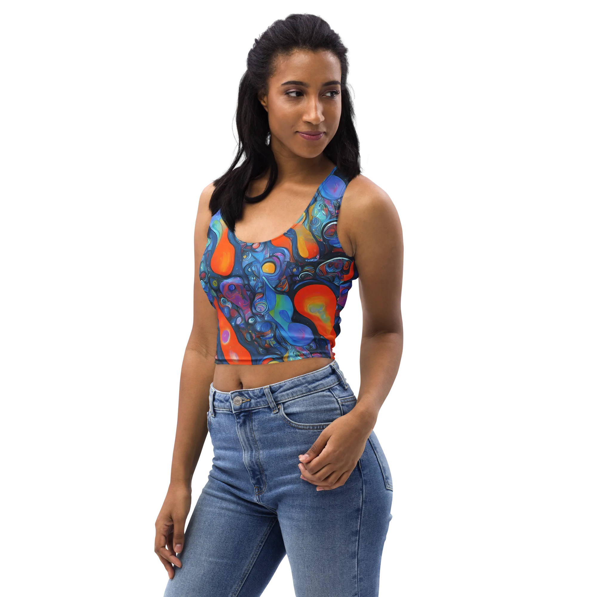 Blue Voltage on Crop Top — Left Front