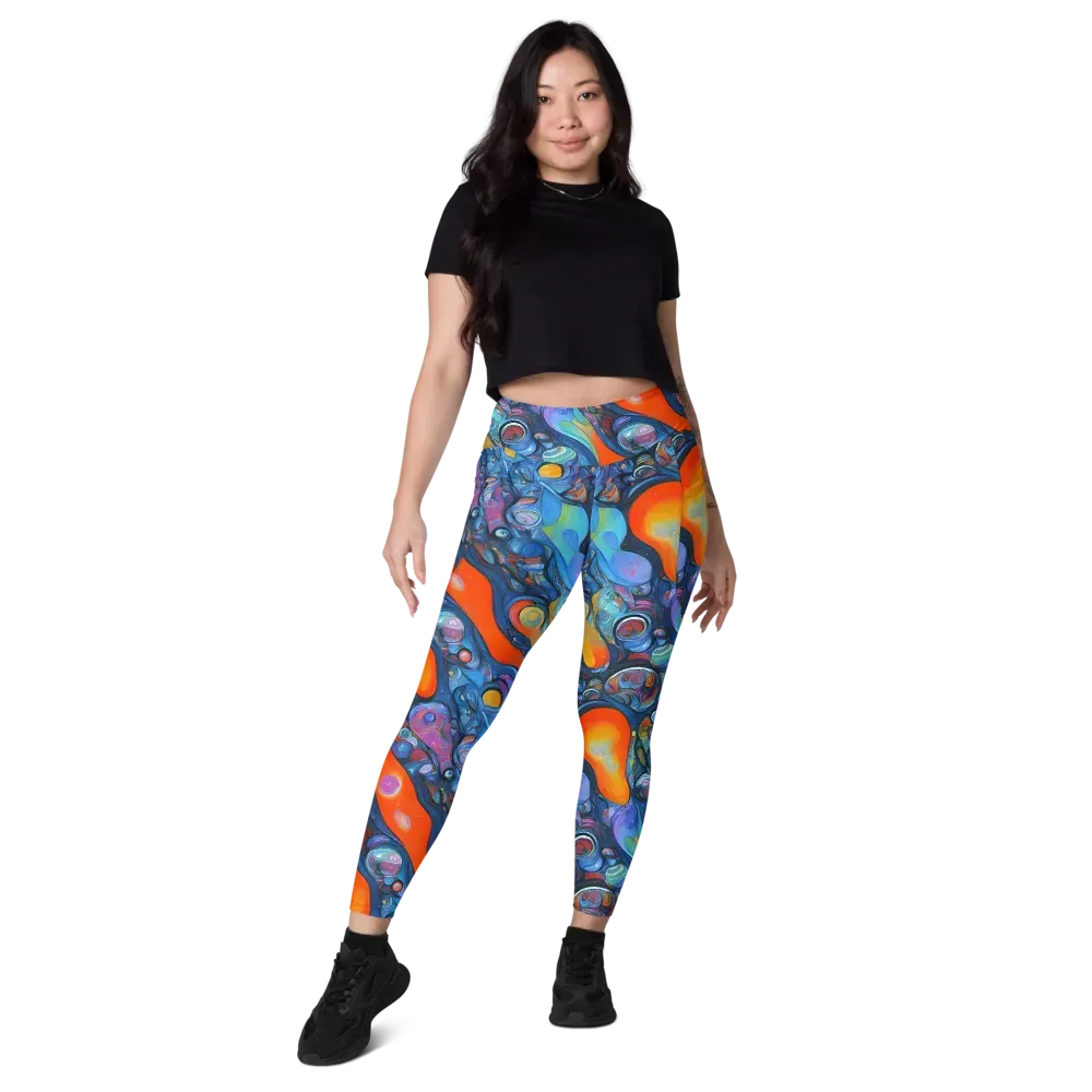 Blue Voltage on Leggings with Pockets — Front