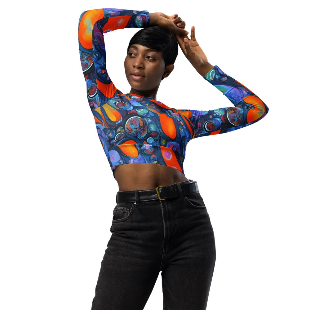 Blue Voltage on Long Sleeve Crop Top — Front