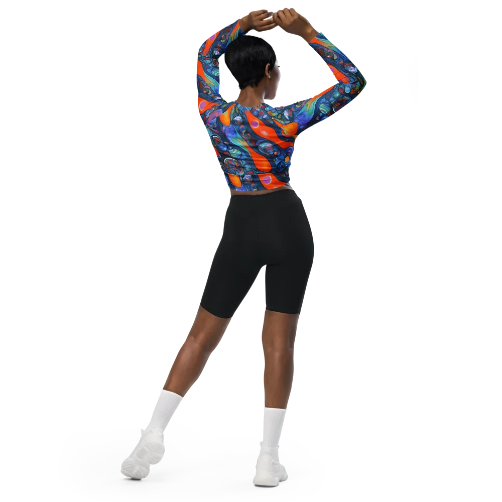 Blue Voltage on Long Sleeve Crop Top — Back