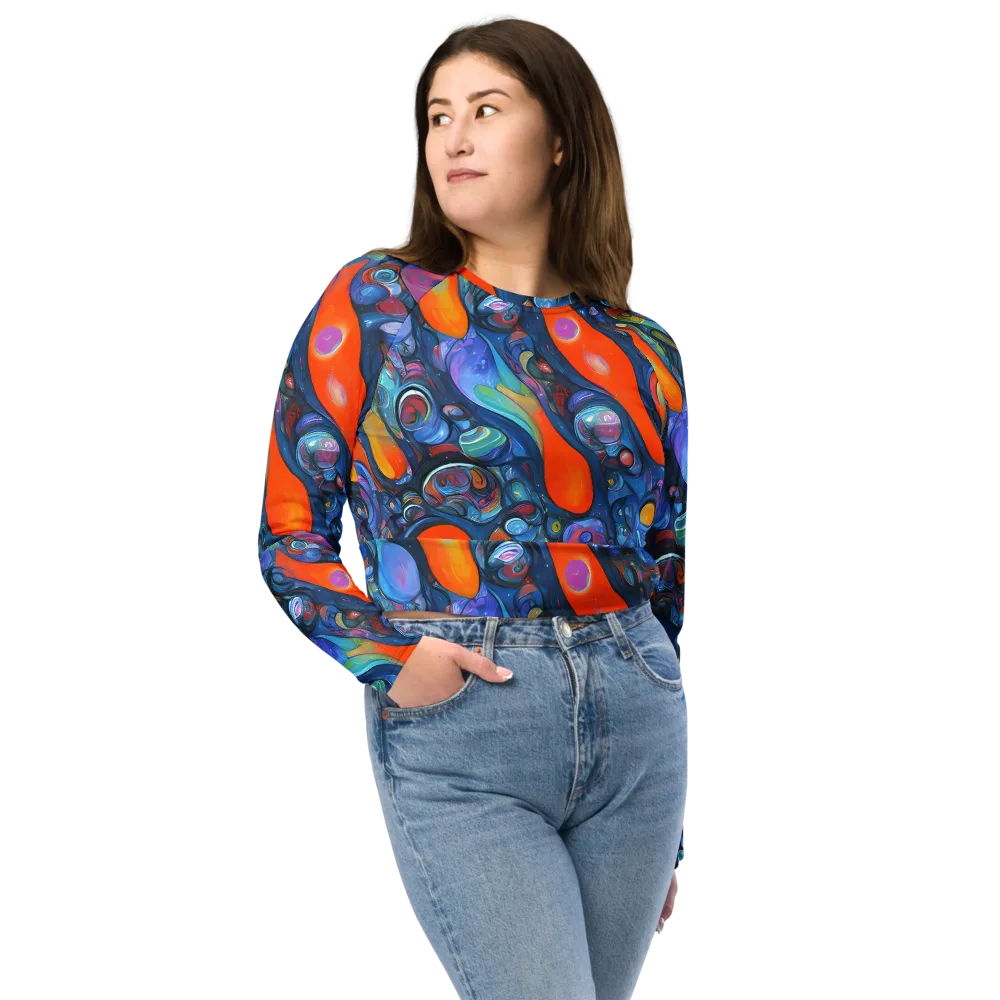 Blue Voltage on Long Sleeve Crop Top — Front