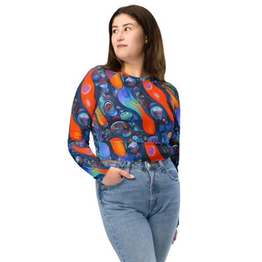 Blue Voltage on a Long Sleeve Crop Top