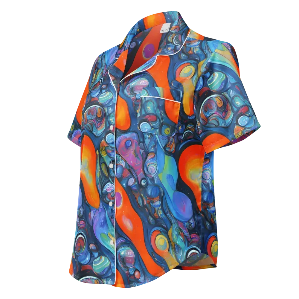 Blue Voltage on Women's Short Sleeve Pajama Top — Left Front