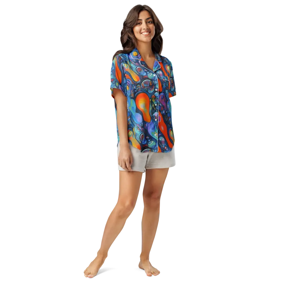 Blue Voltage on Women's Short Sleeve Pajama Top — Front