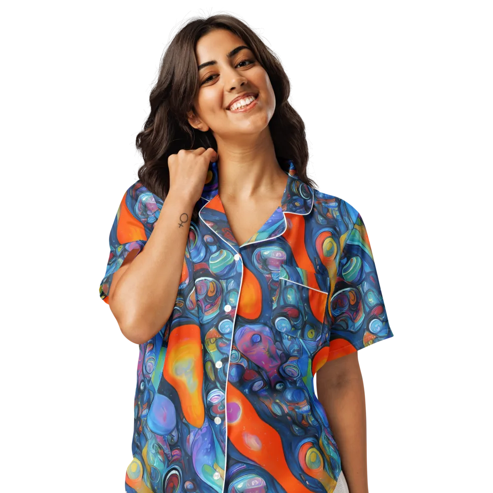 Blue Voltage on Women's Short Sleeve Pajama Top — Front