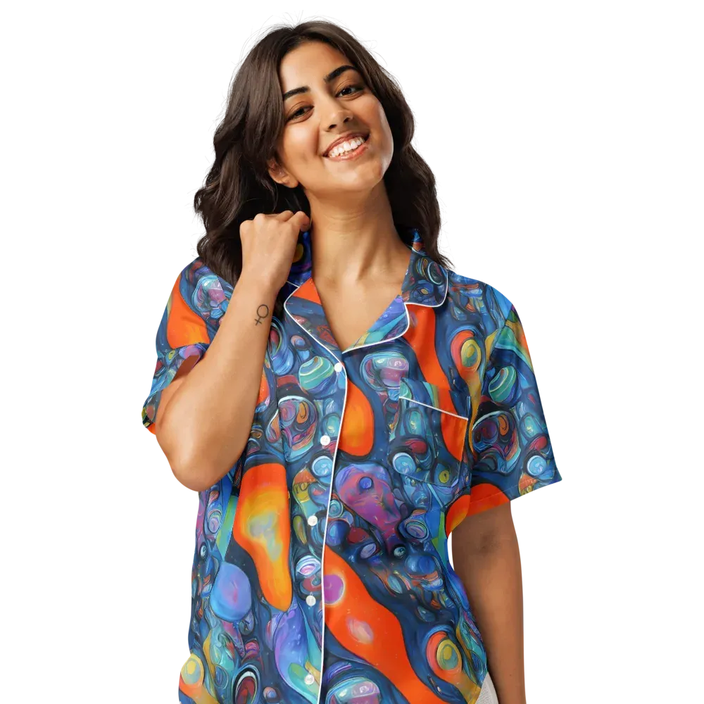 Blue Voltage on Women's Short Sleeve Pajama Top — Front
