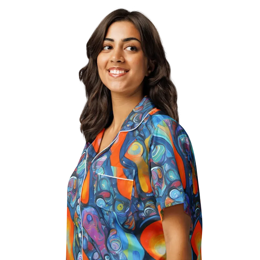 Blue Voltage on Women's Short Sleeve Pajama Top — Left Front