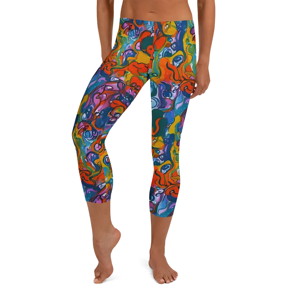 Liquid Menagerie on Capri Leggings — Front