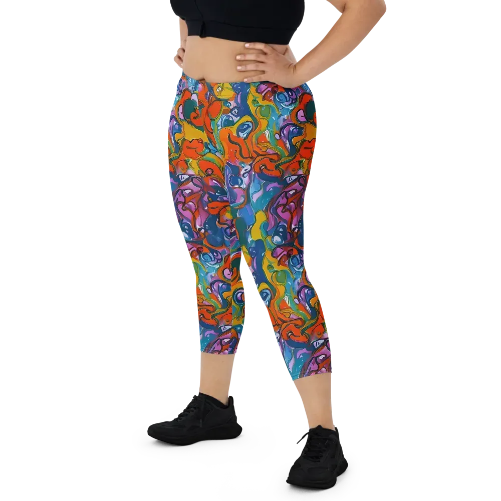 Liquid Menagerie on Capri Leggings — Front